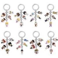 anime keychain jojo bizarre adventure accessories cute bag pendant car key ring acrylic cartoon decoration fans friends gift