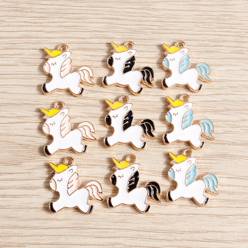 

10pcs 21x18mm Cartoon Horse Charms Alloy Enamel Animal Charms Pendants for Jewelry Making DIY Earrings Necklaces Crafts Supplies