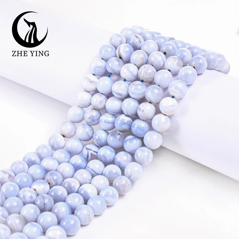 

6/8/10mm Natural Stone Beads Blue Lace Agate Round Loose Spacer Beads For Jewelry Making DIY Bracelets Strand 15" High Quality