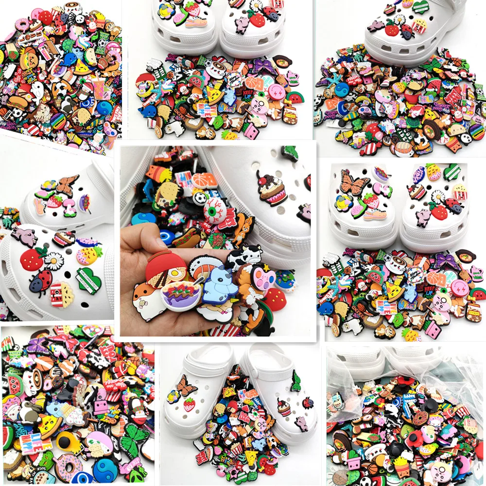Wholesale Random 20-100PCS Shoe Charms Cartoon PVC Shoe Decoration For Croc Shoe Buckle Gift Shoe Accessories