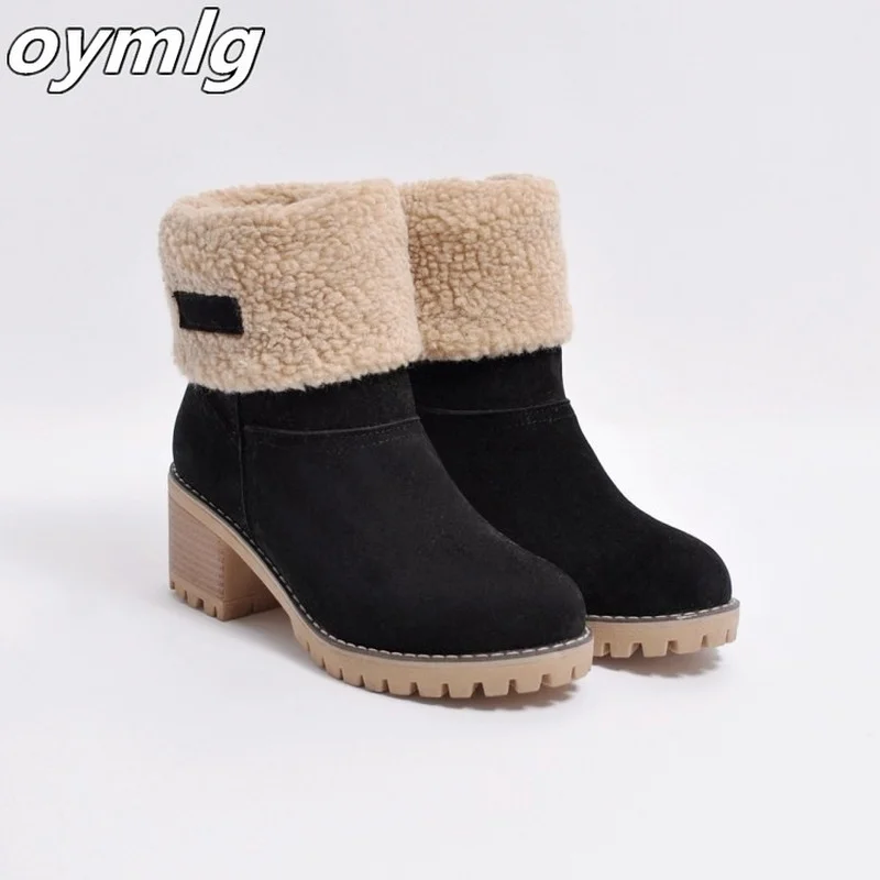 Women's Shoes Snow boots Ladies Winter Flock Warm Boots as Ankle Boots Short Bootie Slip-On Outside Shoes Botas