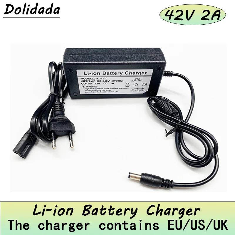 

100% Brand New and Original 42V 2A Electric Bike Charger for 36V 18650 Lithium Battery Optional EU US UK Plug Easy To Carry