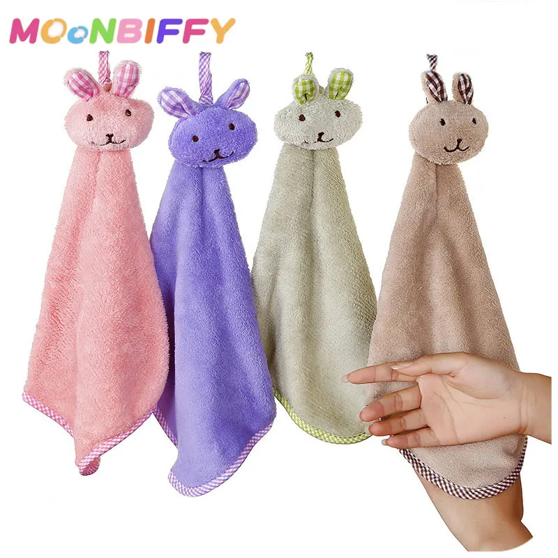 

Cute Rabbit Coral Fleece Hand Towel Thickened Absorbent Towel Baby Towels Thick Cartoon Absorbent Hanging Towel Washcloth