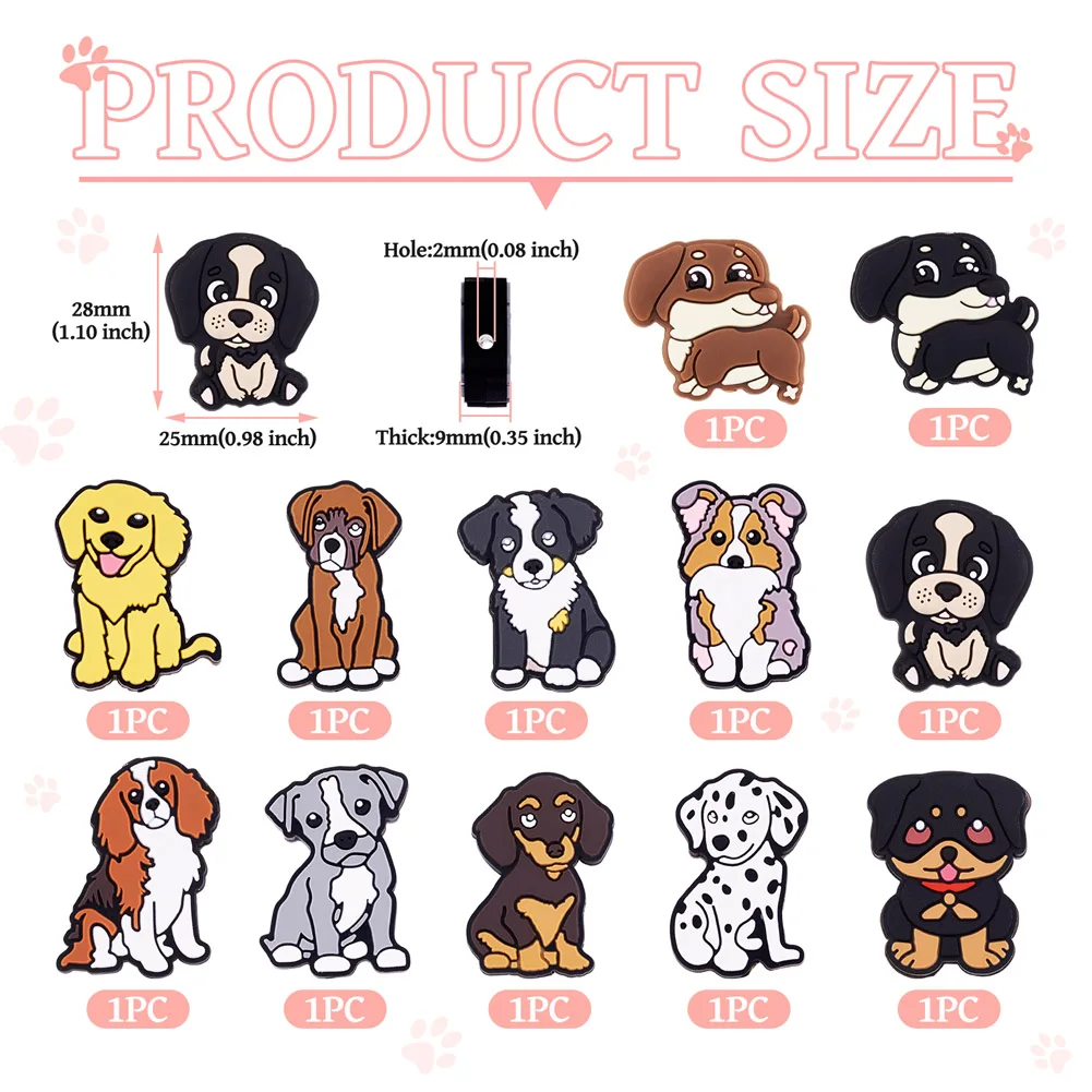 12 шт. новые силиконовые фокусные бусины для прорезывания зубов в форме собаки