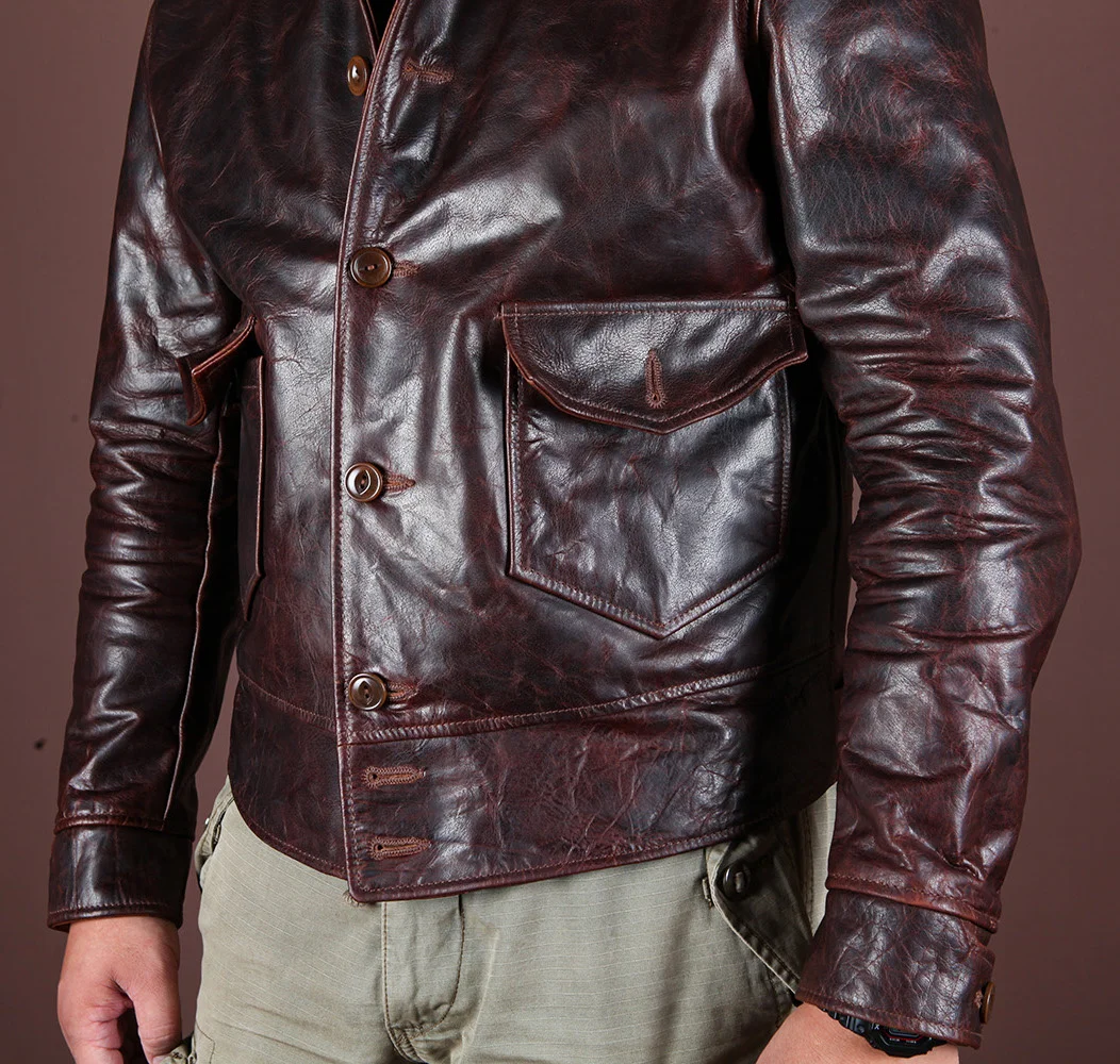 

SDC1250 Super Top Quality Heavy Genuine 1.3mm USA Veg Tanned Cow Leather Slim Classic Cowhide Stylish Cossack Jacket