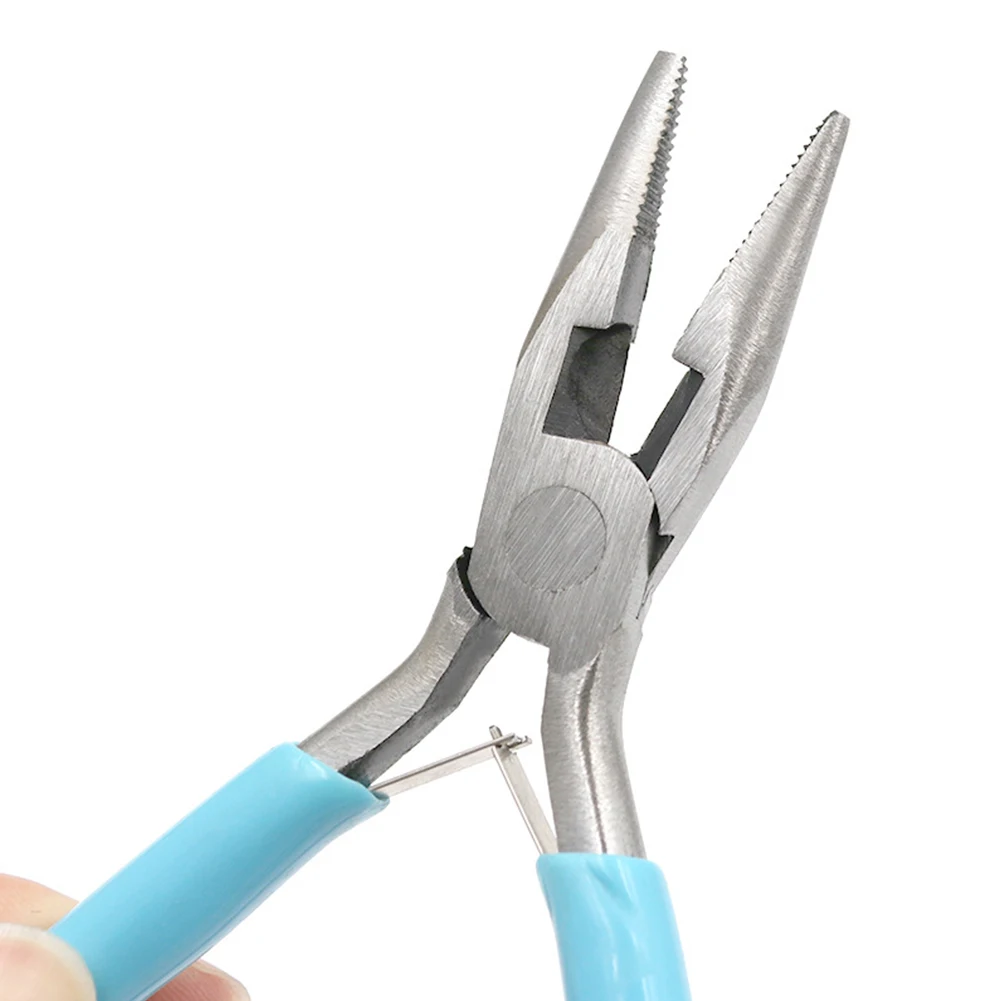 

1pcs Small Pliers Jewelry Accessories Stainless Steel Tong Head Non-slip Handle Repair Making Round Nose Needle Nose Pliers