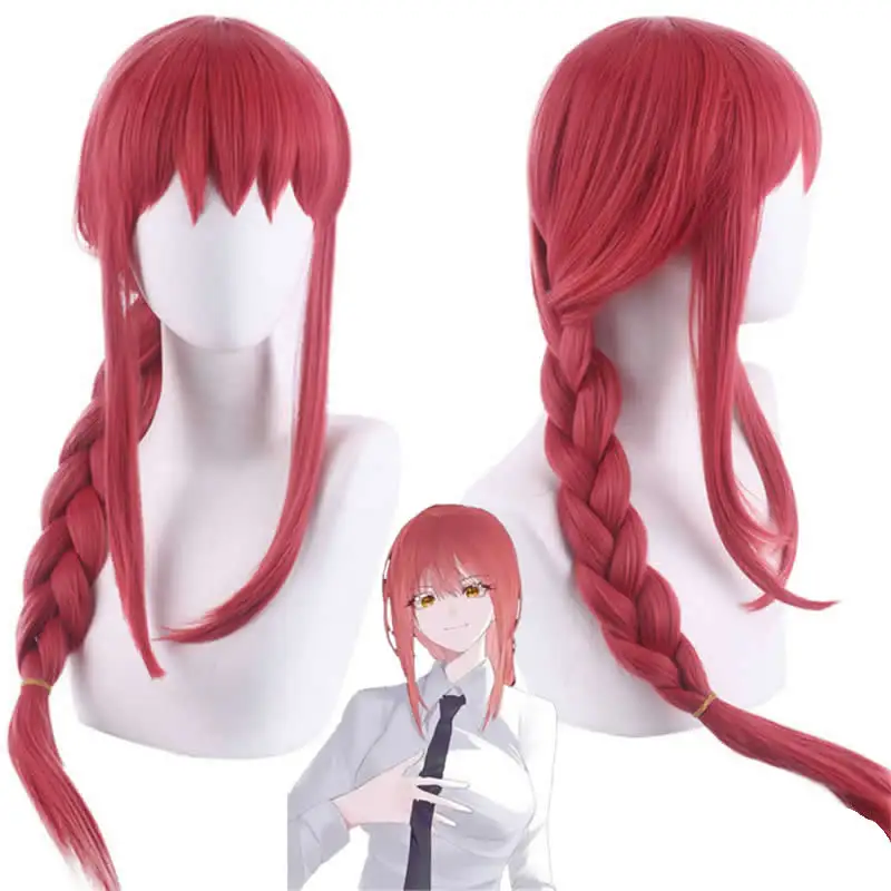 

Women Makima Manga Anime Chainsaw Man Cosplay Long Braided Straight Bangs Hair Halloween Red Role Play Wigs Costumes Accessorie