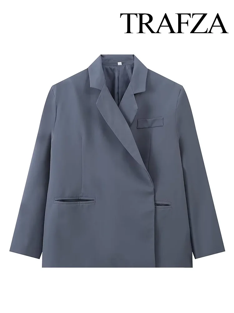 TRAFZA женская модная куртка с длинными рукавами и лацканами карманами осенняя