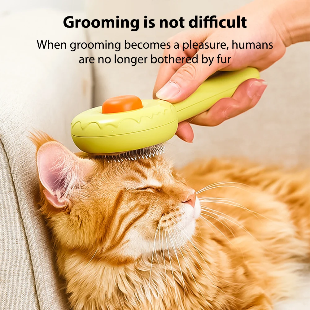 

Щетка для стрижки домашних животных, самоочищающаяся расческа для собак и кошек с тыквой, для выпадения и ухода, подходит для всех питомцев ...