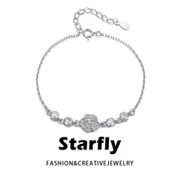 925 sterling silver bracelet girlfriend gift bracelet sweet small fresh flower bracelet shiny zircon bracelet for women
