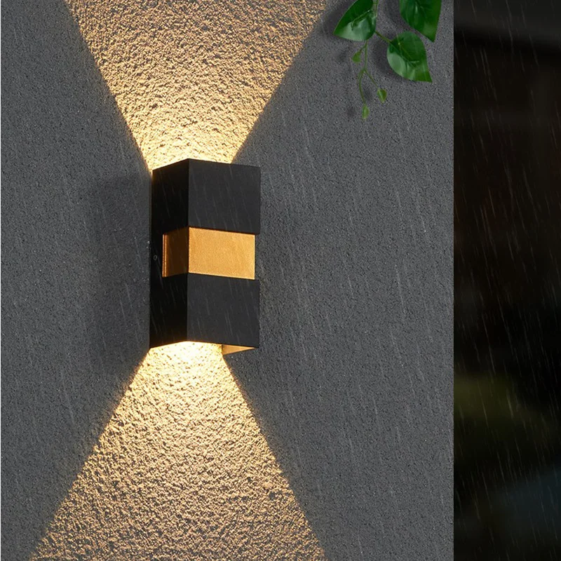 

Modern Outdoor Waterproof Wall Light LED 6W 12W Creative Black Gold Wall Lamp Garden Courtyard Balcony Porch Light Sconce 220V