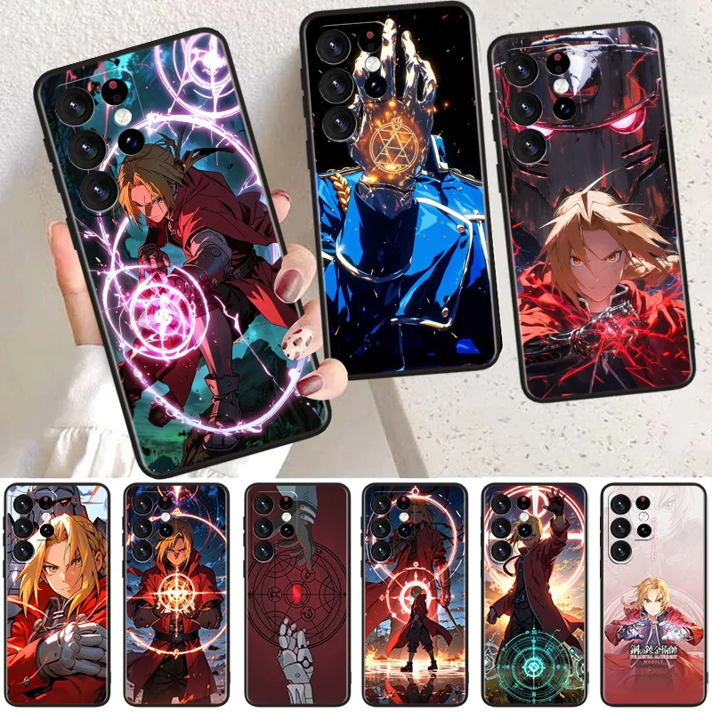 Чехол для телефона Fullmetal Alchemist Edward Elric Samsung Galaxy S25 S24 S23 S22 S21 S20 S10E Ultra Plus Lite FE Black Cover Funda