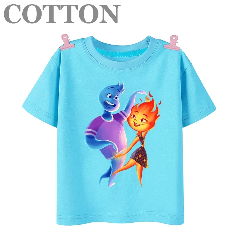 Детская летняя хлопковая футболка с коротким рукавом и круглым вырезом