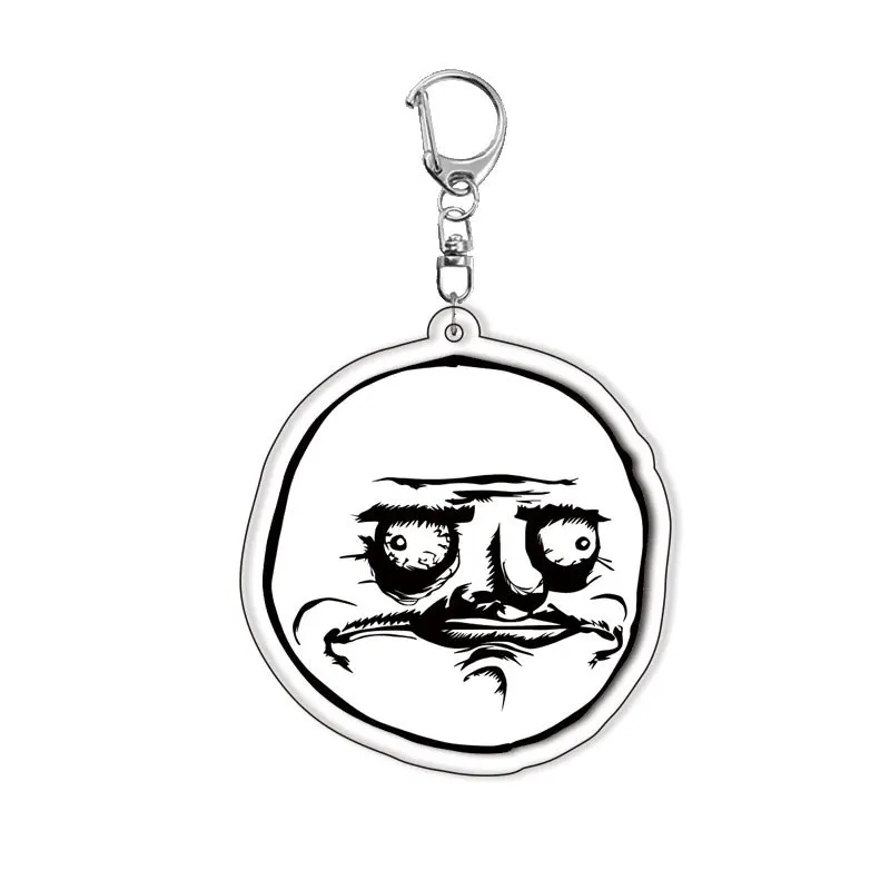 Модный забавный брелок с лицом тролля No Me Gusta Rage Forever Alone, брелок для ключей, двойной кулон, акриловые украшения для детей, подарок на день рождения (art.: 3920d343aaced) - 3920d343aaced