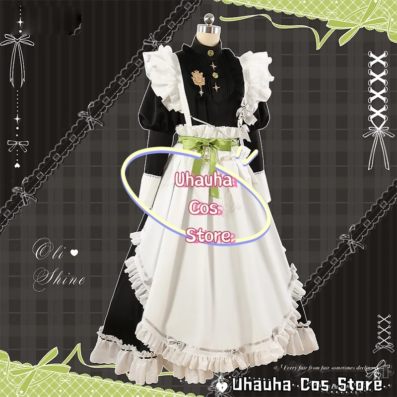 Nu: Карнавальный оливиновый костюм для косплея наряд горничной длинное платье