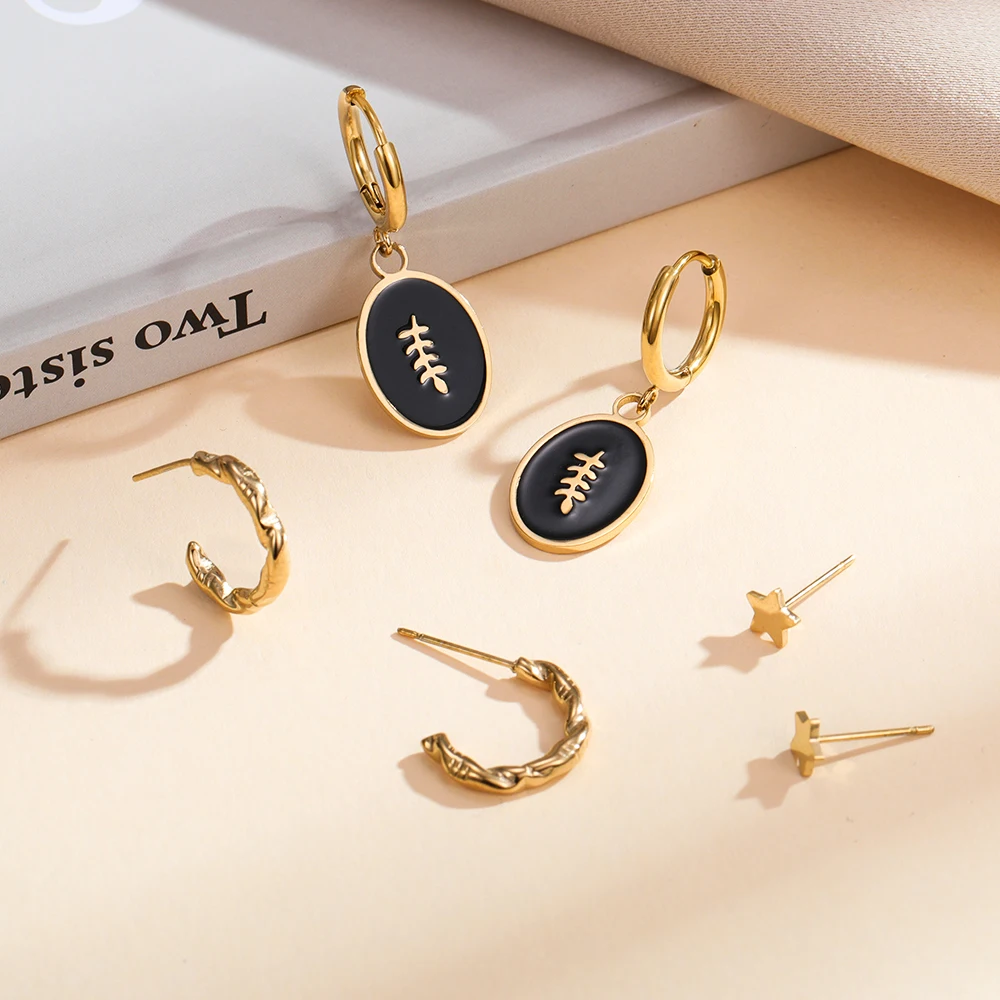 Набор серег из нержавеющей стали с эпоксидной смолой |