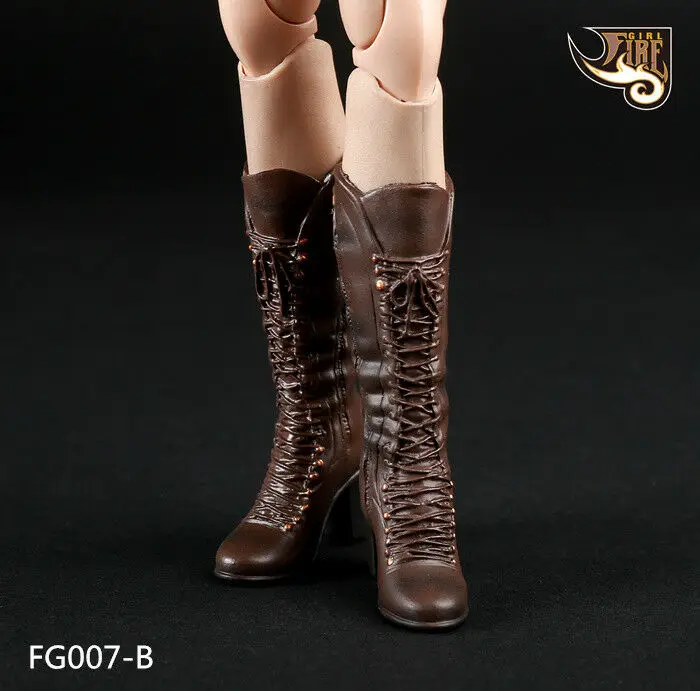 1/6 коричневые женские ботинки средней длины, обувь для 12 