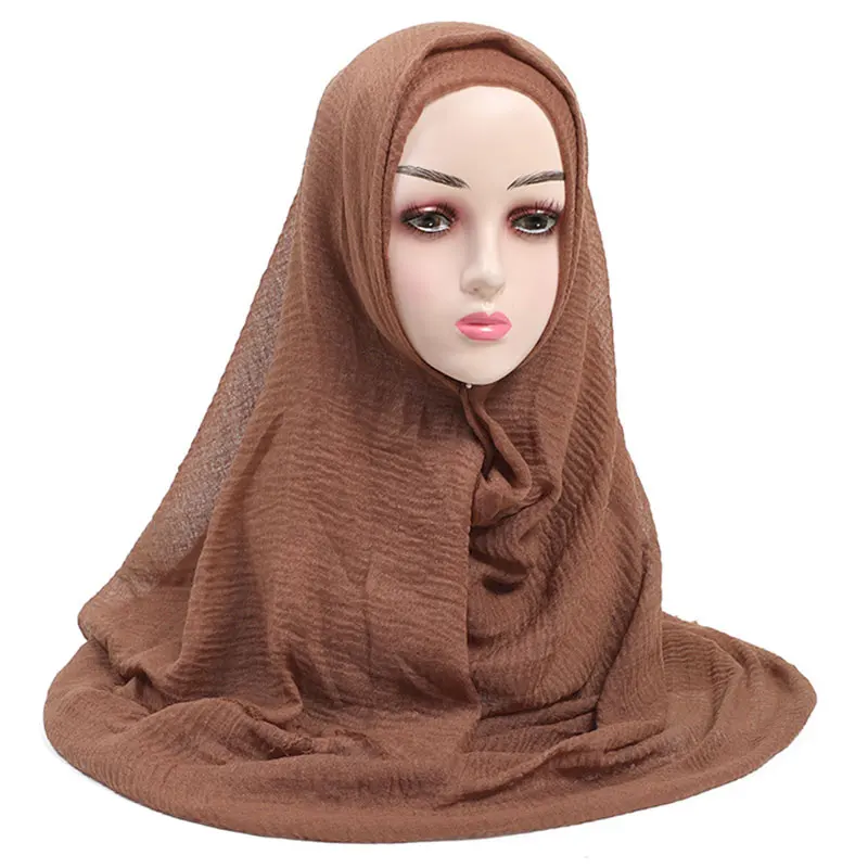 

5 Colors Pleated Plain Hijab Scarf Muslim Women Crinkle Headband Veil Scarves Islamic Headscarf Head Wraps Turban