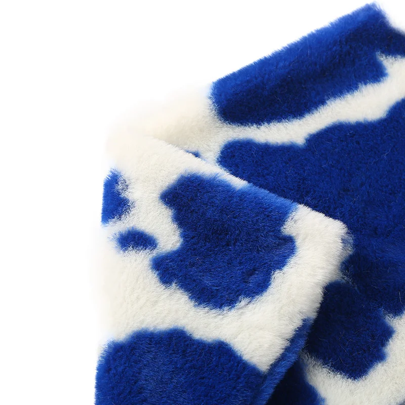 Короткая плюшевая ткань имитация кроличьего меха с рисунком коровы мягкая из