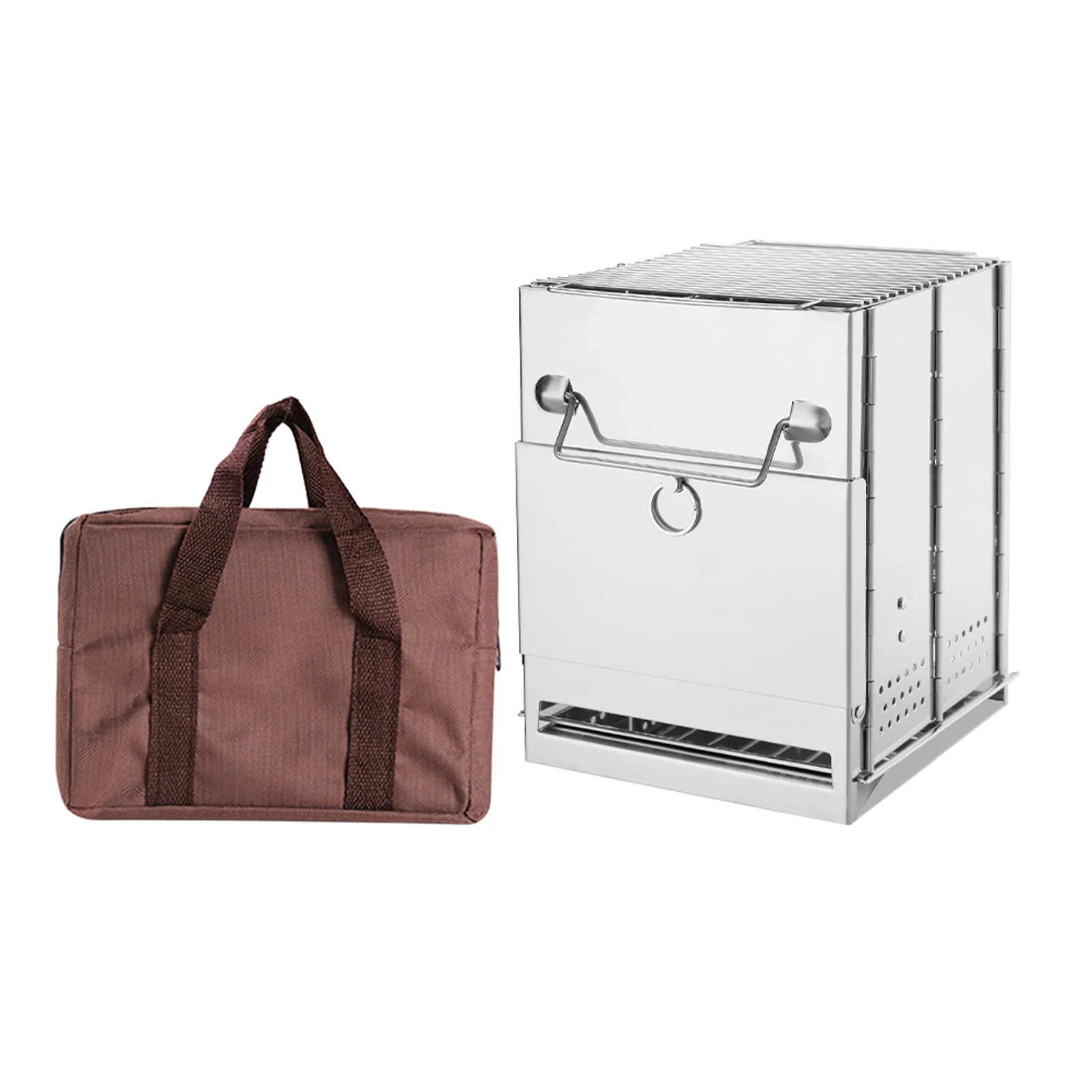 

Mini With Storage Bag Wood Burning Stove Portable Stainless Steel Traveling Folding Stable Hiking Easy Install For Camping