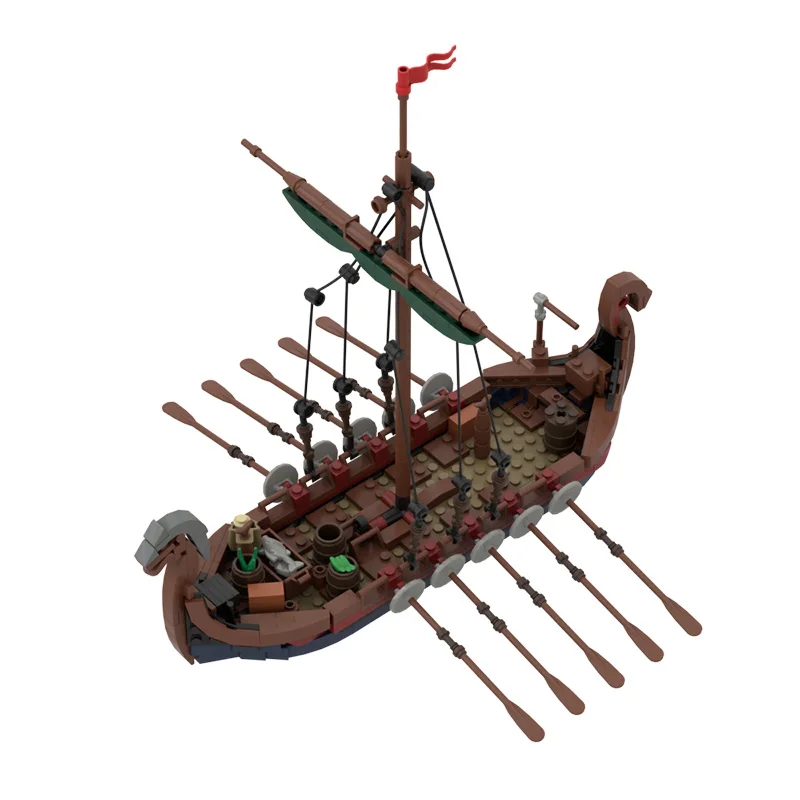 

MOC Medieval Military War Viking Ship Viking Farm Assemble Brick Pirate Dragon Ship Building Block Toy for Kids Birthday Gift