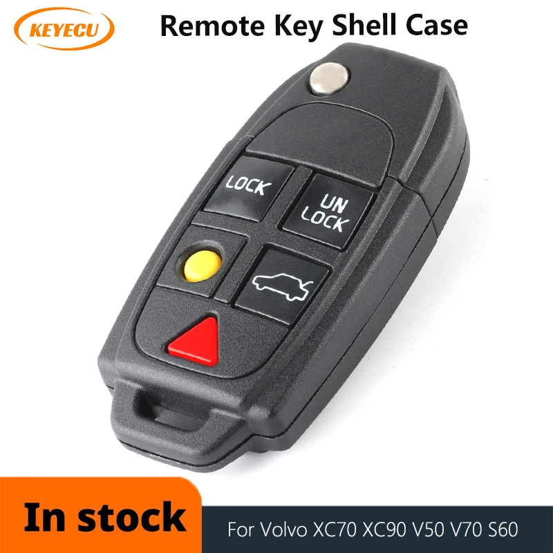 KEYECU-carcasa de llave de coche inteligente para Volvo, 5 botones, mando a distancia, para XC70, XC90, V50, V70, S60, S80, C30