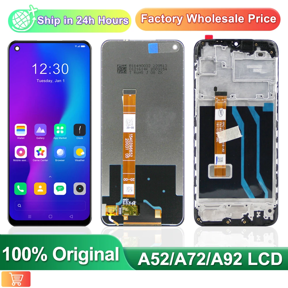 Оригинальный сменный ЖК-дисплей для Oppo A72 A92 + дигитайзер сенсорного экрана, дисплей для Oppo A52 CPH2059 CPH2067 CPH2069, с рамкой
