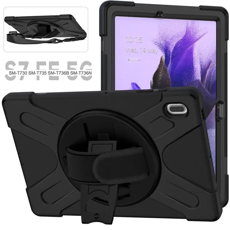

360 Drgee Case for Samsung Galaxy Tab S7 FE 12.4" SM-T736B T736N T730 T735 Protective Cover Portable Rotating Stand Funda