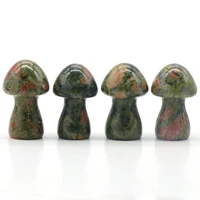 Unakite Mushroom Figurine Garden Ceramic Statue Pot Decoration Lawn Ornaments Gemstone Crystal for Outdoor 4PCS