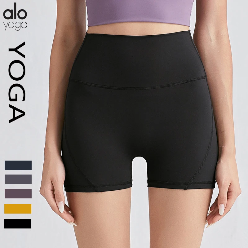 

Alo Yoga Pants European and American No Awkwardness Thread Lifting Hip Sports Tight Shorts Quick Drying Short Running Fitness