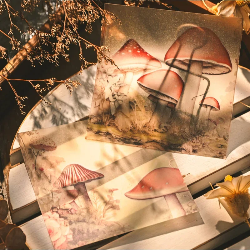 12 листов винтажные прозрачные наклейки в виде грибов 3 х3 дюйма