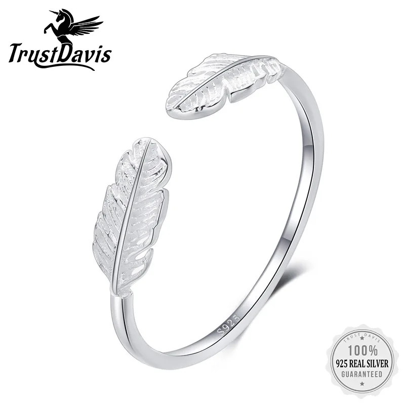 

Женское регулируемое кольцо из серебра 100% пробы, с листьями