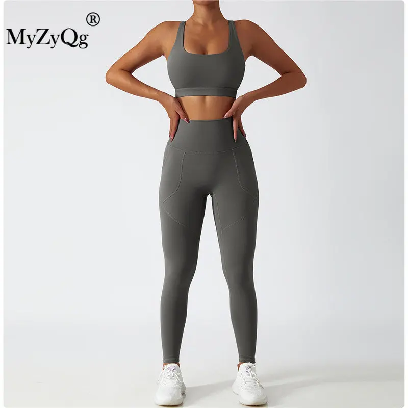 

MyZyQg Women Outfits Yoga Two-piece Set Sexy High Waist Tight Sports Bra Shorts Leggings Gather Fitness Workout Pants Suit