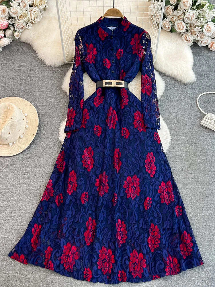 Элегантное кружевное платье женское демисезонное облегающее платье-трапеция с