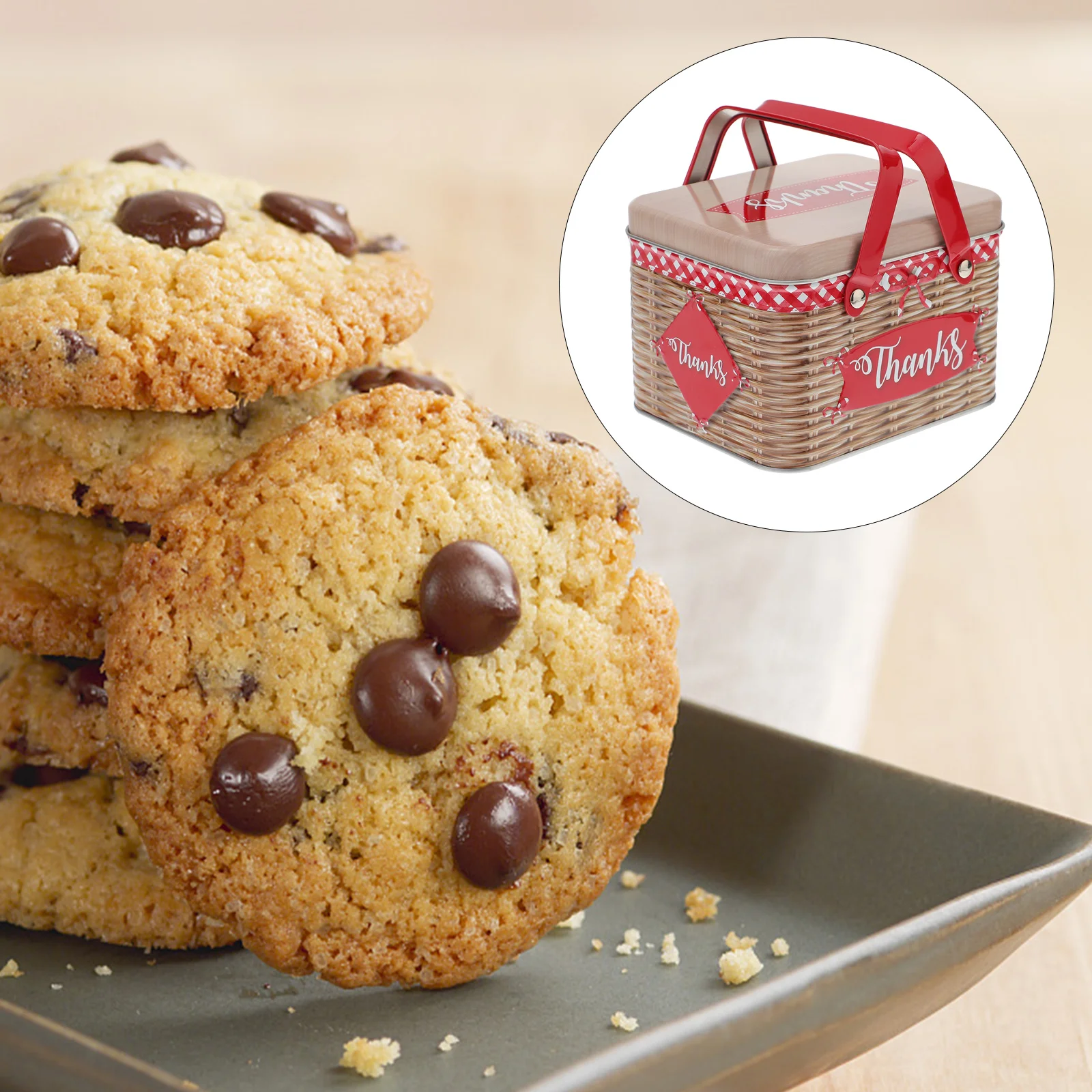 

Tinplate Cookie Storage Box Handheld Candy Chocolate Packing Case Container Party Supplies Gifts Decoration