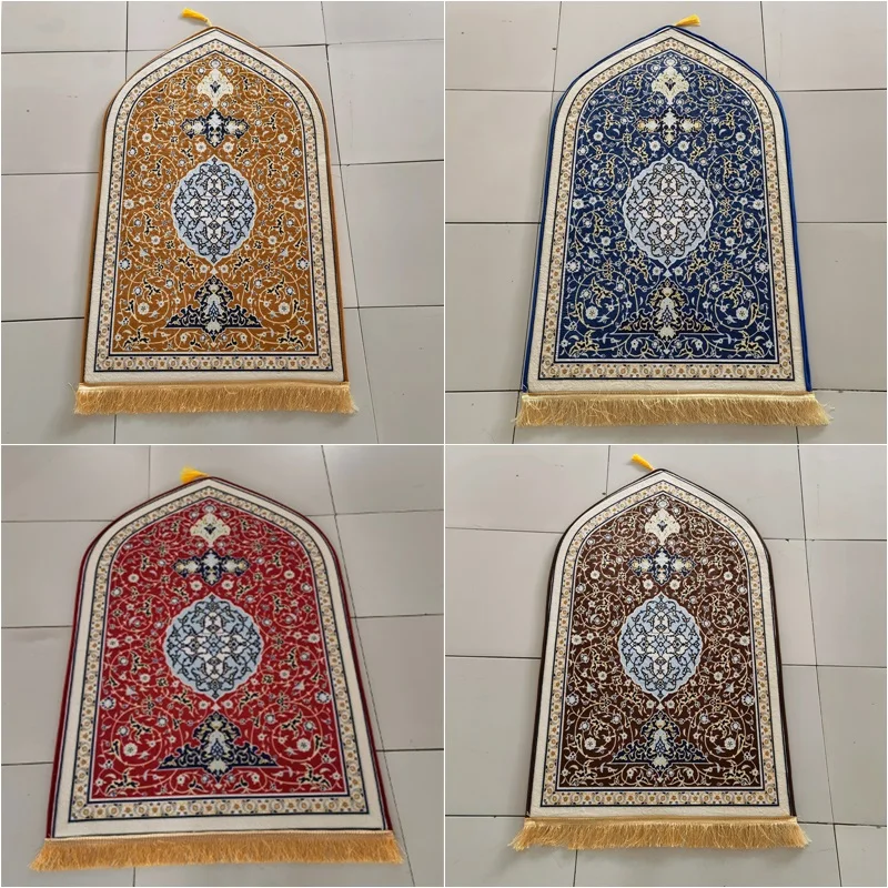 

Printed Prayer Mat for Muslim Ramadan Flannel Carpet Worship Kneel Embossing Non-slip Soft Portable Travel Prayer Rug Kids Adult