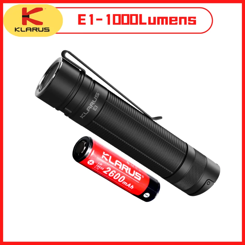 

KLARUS E1 USB Rechargeable Flashlight 1000 Lumen WIht 18650 Battery tail dual-switch Deep-carry EDC Pocket LED Troch Light