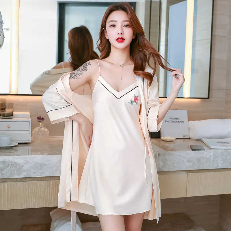 

Women's Print Floral Kimono Robe Gown Sets Bride Underwear Nightgown Bathrobe Summer Casual Pyjamas M-XL Nightwear Home Clothes