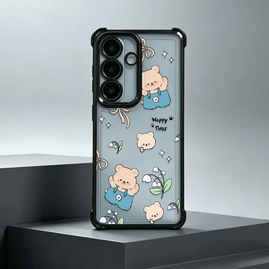 Фото Чехол для телефона с принтом медведя и банта для Samsung Galaxy A23 A51 A07 A53 A14 A04 A73 A13 A33 A50 A16 A06 A54 A34 A24 A52 №1