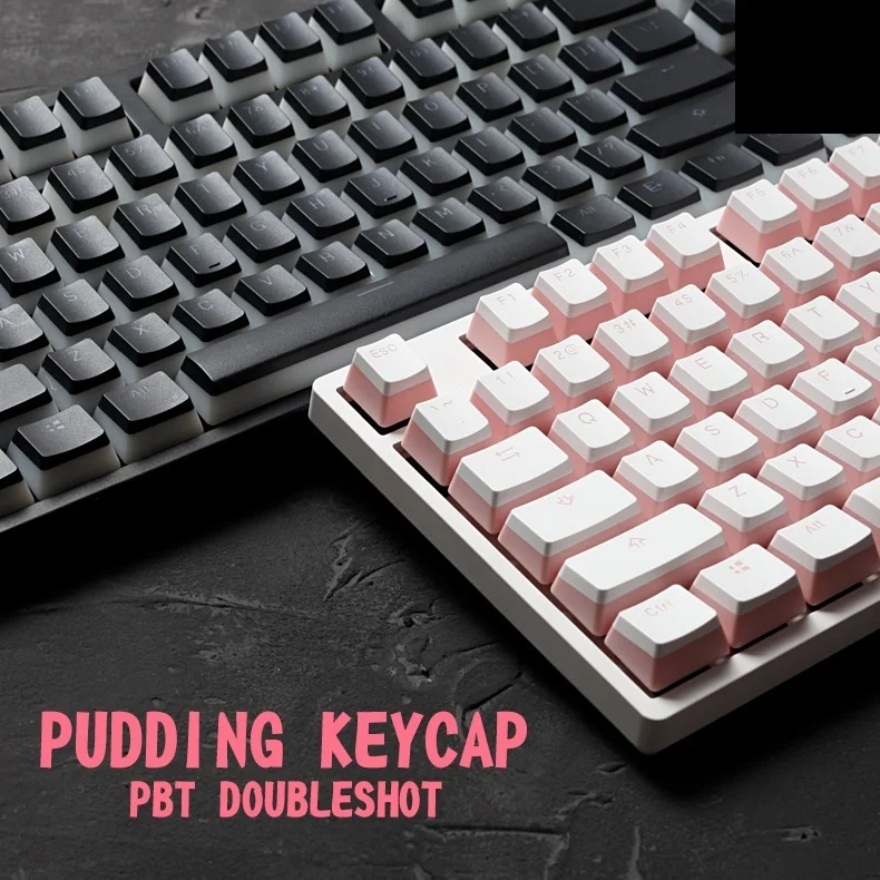 

Pudding pbt doubleshot keycap oem back light for mechanical keyboards milk white pink black gh60 poker 87 tkl 104 108 ansi iso