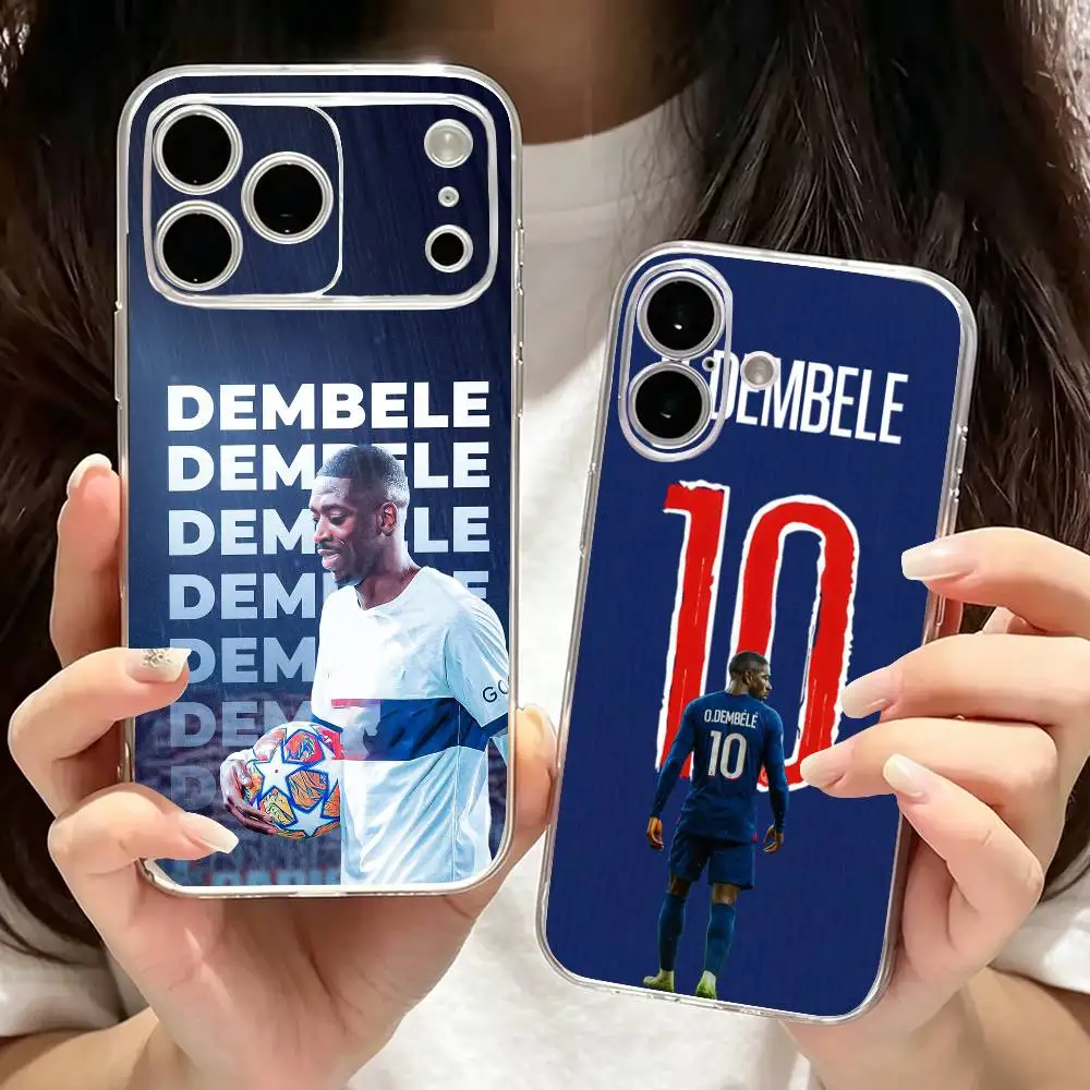 Фото Чехол для телефона Football for D-Dembele для iPhone 17 16 15 14 13 12 11 Mini Pro Max Plus, прозрачный №1