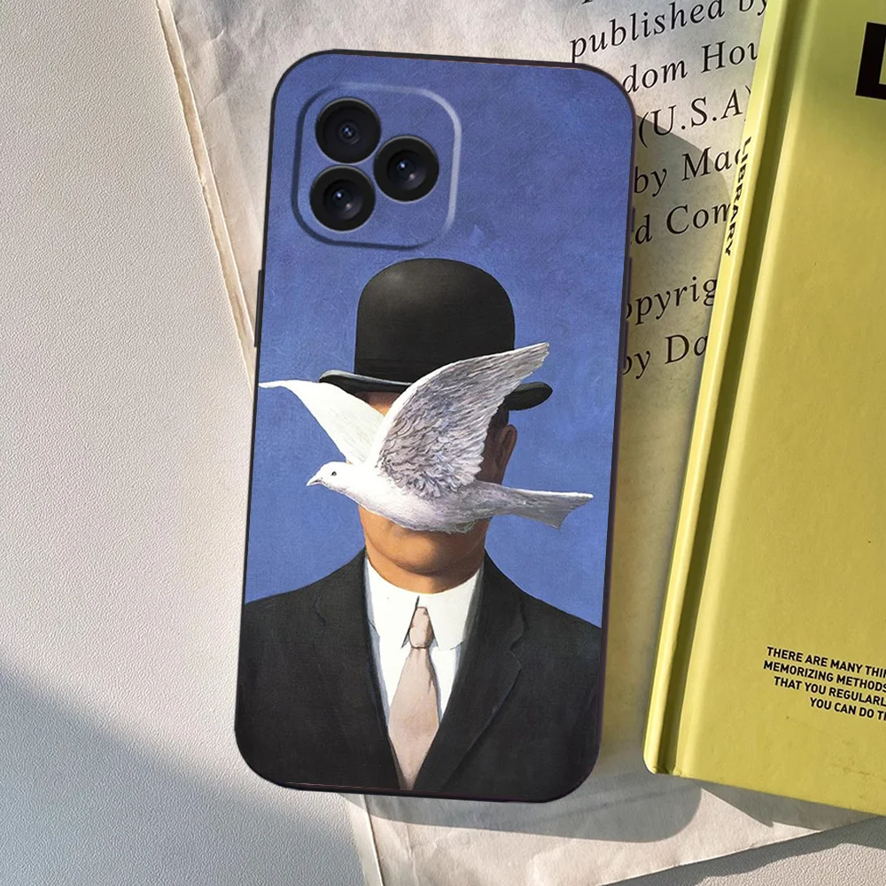 R-Rene M-MagritteS Art Phone Case for iPhone 12 11 13 14 15 16 Max Pro Plus Black Soft Silicone Cover