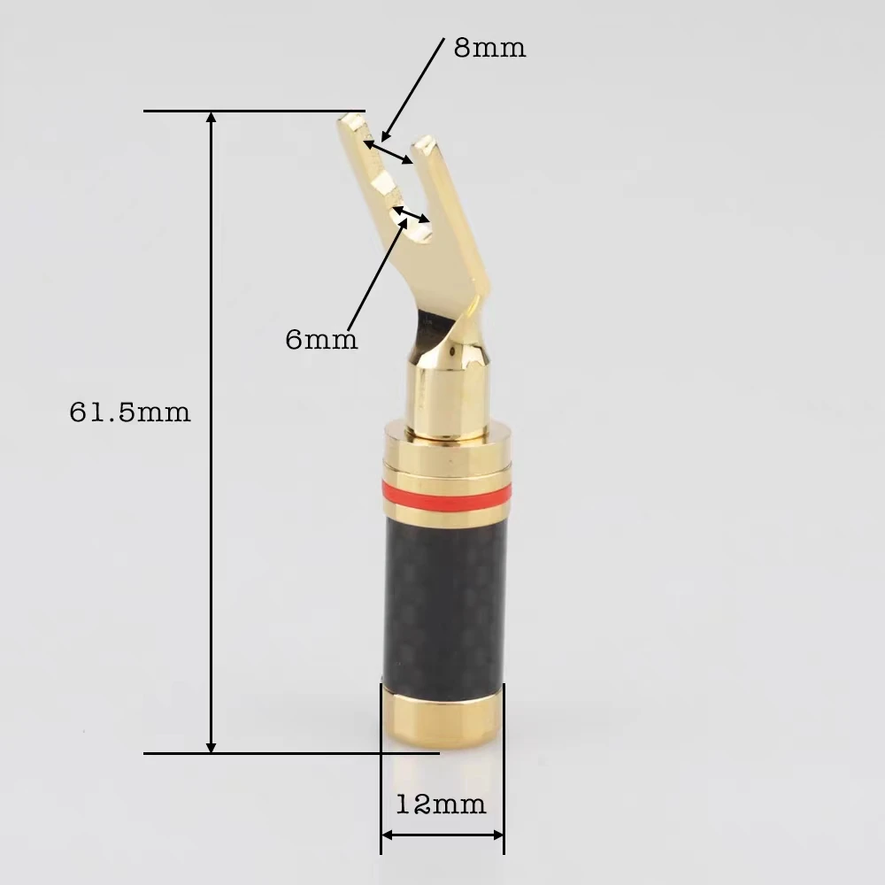 4 pcs Speaker Cable Copper Gold Plated Carbon Fiber spade plug Terminal Connector speaker cable Extension adapter Y plug images - 6