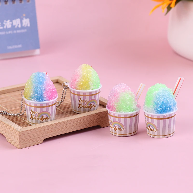 

1Pcs 1:12 Dollhouse Miniature Rainbow Smoothie Cup Model Kitchen Accessories For Doll House Decor Keychain Bag Pendant