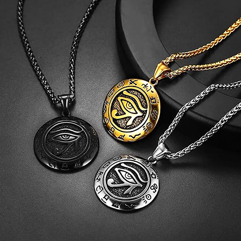 

Новый креативный ретро кулон из нержавеющей стали древний Египетский Глаз хора транзитный Амулет из титановой стали Панк мужской кулон на ожерелье