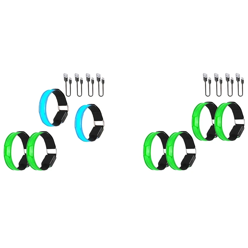 

MOOL USB LED Bracelet, 4 Pack LED Reflective Band Light Bracelet Running Bracelet Light Strip For Jogging Running Sports