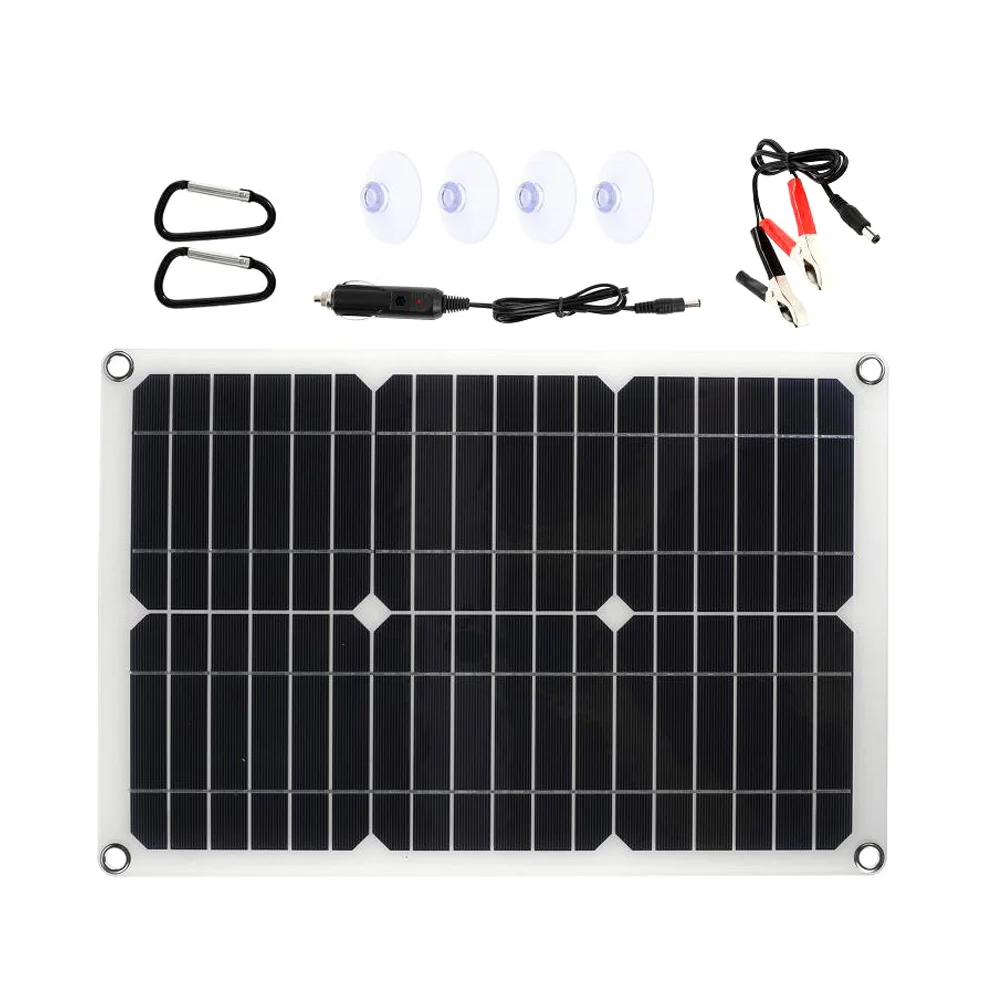 

1 Set Waterproof Solar Cells 20W 18V Solar Panel with Battery Clip for Outdoor