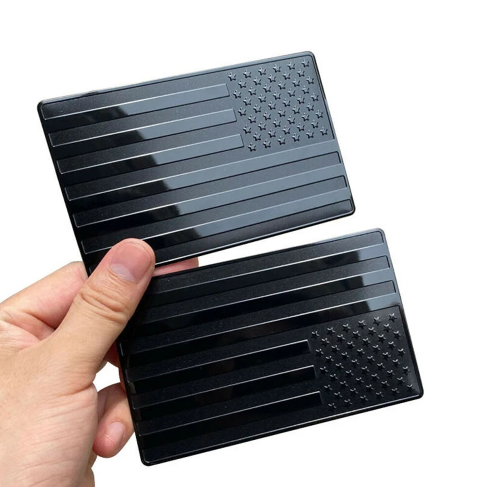 

2Pcs Car Styling Accessories American Flag Sticker Hood Decal 12.7*7cm Aluminum Black Hot Body Logo Accessories