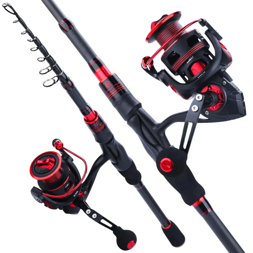 

Sougayilang 1.8M 2.1M Ultra Light Carbon Fiber Telescopic Rod and 12+1bb 5.2:1 Fishing Reel Spinning Fishing Rod Reel Combo