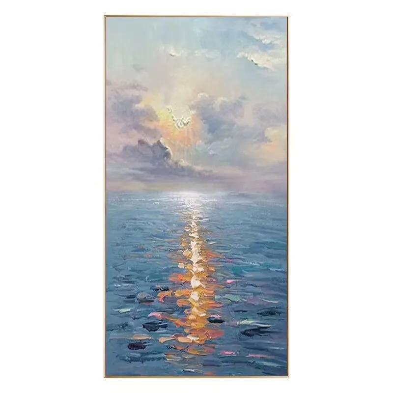 Чистая ручная картина маслом скандинавский пейзаж подвесная голубой вид на море